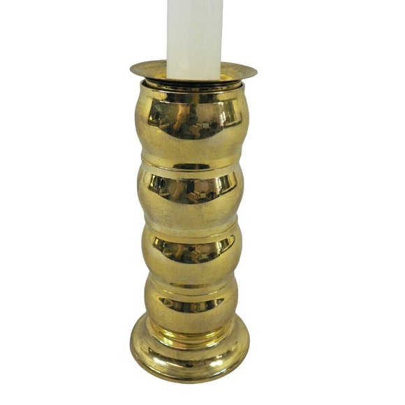 Candlestick Brass with Napkin Rings, Stacked on Brass Candlestick Base 4 Rings a - Picture 2 of 11
